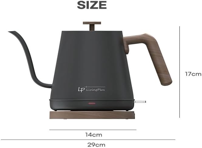 Modern Electric Gooseneck inner Stainless Steel Kettle, 1200W Quick Heating, One touch, Auto Shut off with Elegant Wood Grain design 800ML (Black) - Image 3
