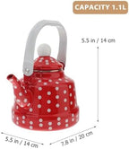 Cabilock Enamel Tea Kettle with Red Polka Dot, Stovetop Teapot 1.1 Qt - Image 2