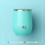 Swig Life 12oz Wine Tumbler with Lid, Stainless Steel, Dishwasher Safe, Portable, Triple Insulated Wine Tumbler (Diamond White) - Image 3