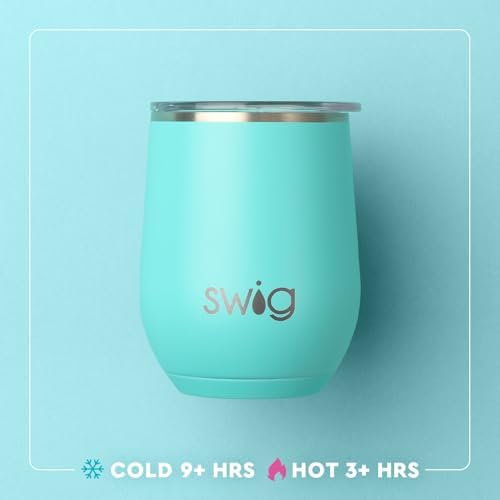 Swig Life 12oz Wine Tumbler with Lid, Stainless Steel, Dishwasher Safe, Portable, Triple Insulated Wine Tumbler (Diamond White) - Image 3