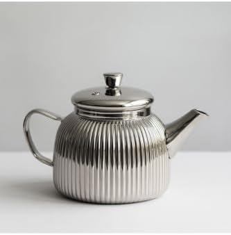 Glass Tea Infuser Pot with Strainer, 20.3 fl oz Capacity, Titanium Plated Silver Color, quality Design for Loose Leaf Tea, Dishwasher Safe by Unknown