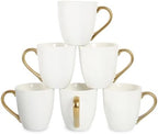 vicrays Coffee Mug Set, 11 Ounce, Set of 6, Ceramic Mug for Men, Women, Unique Glazed Mugs with Handle for Coffee, Tea, Milk, Cocoa, Cereal(White with Golden) by VicraysCeramic
