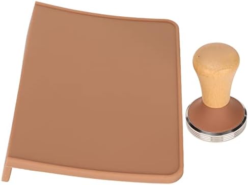 Aramox Coffee Tamping Mat with Coffee Tamper Silicone and Beech Wood Tamping Pad Set 8.5 X 6.0 X 1.5 in Thick Corner Edge Flat Base for Home Office Cafe Use (51mm / 2.01in Tamper) - Image 3