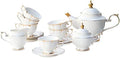 ACMLIFE Tea Sets for Adults Fine Bone China Tea Set for 6, Porcelain Teapot Sets for Adults 24K Gold, Afternoon Modern Cups and Saucers for Women Tea Party or Gifts Giving (White) by ACMLIFE