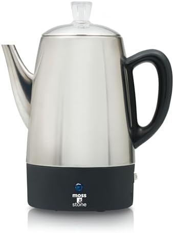 Moss & Stone 10 Cup Electric Percolator Coffee Pot, Stainless Steel by Mossstone
