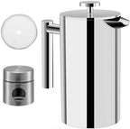QNA French Press Coffee Maker Set, 20oz 304 Stainless Steel by Unknown