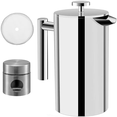 QNA French Press Coffee Maker Set, 20oz 304 Stainless Steel by Unknown