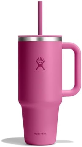 Hydro Flask 40 Oz Travel Tumbler with Handle, Lid and Straw - Insulated Stainless Steel in 40 Oz Reef Pink by Unknown