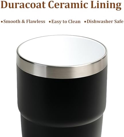 Zenbo 8 oz Stackable Espresso/Coffee Cups with Magnetic Lid, Ceramic-Lined - Image 5