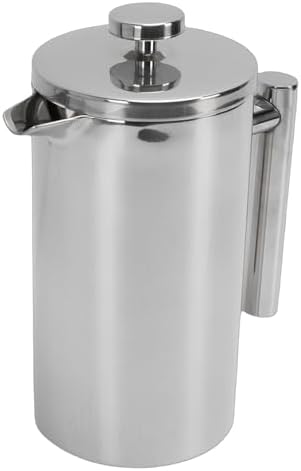 French Press Coffee Maker, Rustproof 304 Stainless Steel Double Layer Insulated Coffee Pot, Stainless Steel French Press with Dishwasher Safe U Shaped Spout for Home Office Camping (1000ml) - Image 4