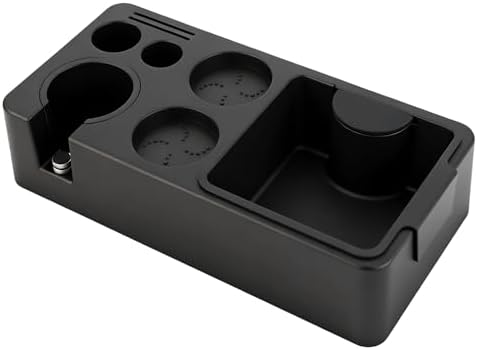 ShanSon Espresso Tamping Station for 51,53,54&58mm Portafilters,Tamper, Distributor, ABS espresso machine accessories with Built-in Detachable Knock Box & Tool Holder Rectangle by ShanSon