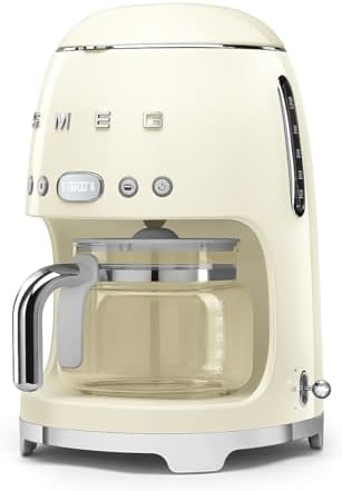 Smeg 50's Retro Style Aesthetic Drip Coffee Machine with 10 Cup Glass Carafe, Auto Start Feature, Keep Warm Plate, and Two Coffee Strength Settings (Cream) - Image 5