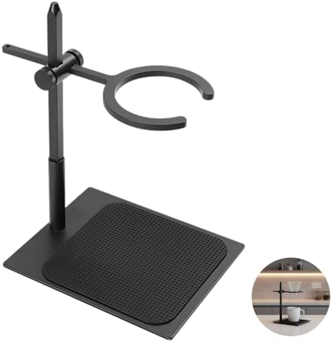 Adjustable Pour Over Coffee Stand, Alloy Home Coffee Dripper Holder, 3 inch Circular Ring, Height Adjustable for Conical Glass Filter Cup, Solid Base with Non-Slip Mat, 9.6 x 7.1 x 5.9 in - Image 5