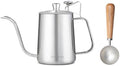Easyworkz Gage Gooseneck Pour Over Coffee Kettle 20 oz with Thermometer Stainless Steel Hand Drip Coffee Pot, Silver, Bundled with Retro Stainless Steel Coffee Spoon With Black Walnut Handle,10g by Easyworkz