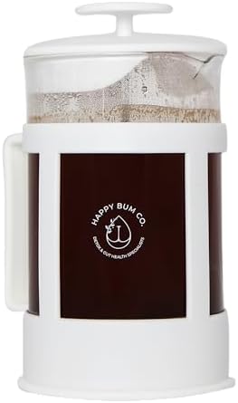 Happy Bum Coffee Plunger, 1L Glass French Press with Steel Strainer by HappyBumCo