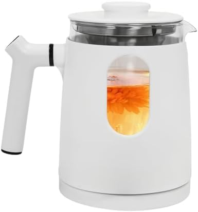 Modern Small Electric Kettle 27Oz with Stainless Steel Tea Steamer Mesh, Stainless Steel Fast Heating Temperature Control Electric Teapot 110V, Water Boiler & Heater Machine for Home Shop (White) by Headery