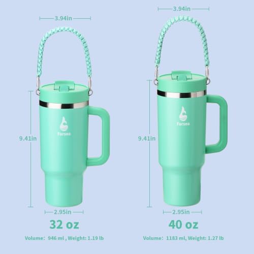 Farsea 40oz Insulated Stainless Steel Travel Tumbler with Handle & Straw - Image 7