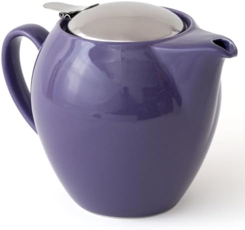 ZERO JAPAN Egg Plant Ceramic Teapot, Deep Purple, Japanese Teapot with Stainless Steel Lid and Removable Infuser, Made in Mino Japan, 19.6 oz by ZEROJAPAN