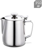 Milk JugMilk Frothing Jug Frother Pitcher Stainless Steel 304 Polished Cup With Lid for Coffee, Latte Art(350ml) - Image 5