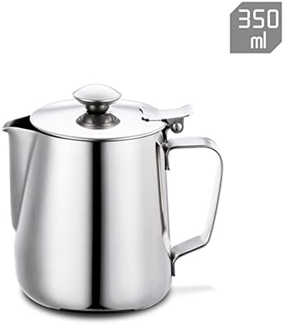 Milk JugMilk Frothing Jug Frother Pitcher Stainless Steel 304 Polished Cup With Lid for Coffee, Latte Art(350ml) - Image 5