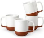 MALACASA Ceramic 16oz Coffee Mugs Set of 4, Khaki White by MALACASA