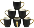 vicrays Coffee Mug Set, 11 Ounce, Set of 6, Ceramic Mug for Men, Women, Unique Glazed Mugs with Handle for Coffee, Tea, Milk, Cocoa, Cereal(Black with Golden) by VicraysCeramic