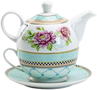 Porcelain 4-Piece Tea For One (Peony Trellis) - Image 2