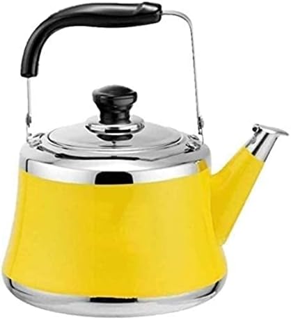 Stovetop Kettle Kitchen Stove Top Whistling Tea Kettle 304 Stainless Steel Teapot Water with Anti-Heat Handle Kettles for Stove(Yellow,5L) by Unknown