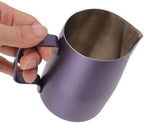 Stainless Steel Milk Frother Cup, Purple Latte Art Pitcher, Rustproof Coffee Jug for Coffee Shop, Easy-Grip Design with Drip-Free Spout (450ML) - Image 2