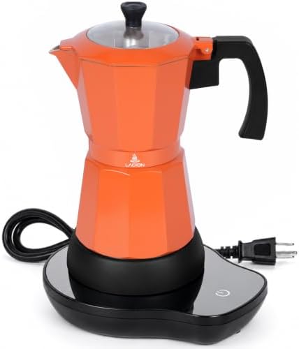 LAOION 6 or 3 Cup Electric Moka Pot, Cafeteras Electricas Modernas-Orange by LAOION