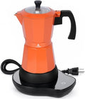 LAOION 6 or 3 Cup Electric Moka Pot, Cafeteras Electricas Modernas-Orange by LAOION