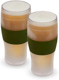 Host FREEZE Beer Cooling Cups, Frozen Beer Mugs, Freezable Pint Glass Set, Insulated Pint Glass to Keep Your Drinks Cold, Double Walled Insulated Glasses, Gift for Dad,16oz, Set of 2, Olive by HOST