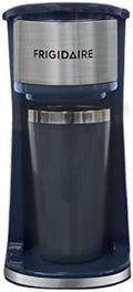 Single Cup Stainless Steel Coffee Maker for Ground Coffee in Navy with Double Insulated Stainless Steel Mug by Frigidaire