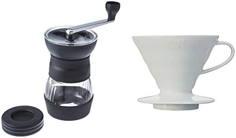 Hario Skerton Pro Ceramic Coffee Grinder + Hario V60 Ceramic Pour Over Coffee Maker by Hario
