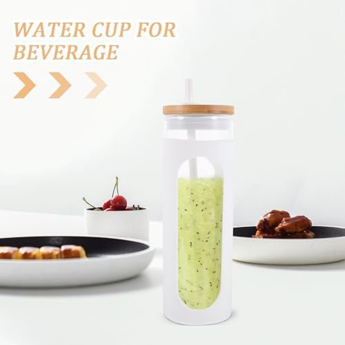 MAGICLULU Glass Cold Brew Drinking Cup with Lid and Straw, Reusable Large Glass Tumbler with Silicone Sleeve, White Covered Beverage Water Bottle for Juice and Iced Coffee - Image 6