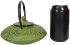 Ebros Gift Japanese Symbol Of Prosperity Evergreen Bamboo Forest Heavy Duty Cast Iron Tea Pot Set With Base Trivet and Cups Set Serves 2 Home And Kitchen Decor Accent Housewarming Gift (Yellow) - Image 4