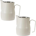 Coffee 350ml 500ml 750ml Stainless Steel Milk Frothing Pitcher Steaming Pitcher,Double V Spout 2Pcs Milk Frothers Perfect for Espresso Machines,Matte Finish (Color : White, Size : 750ml/25oz) by YCKEGEW