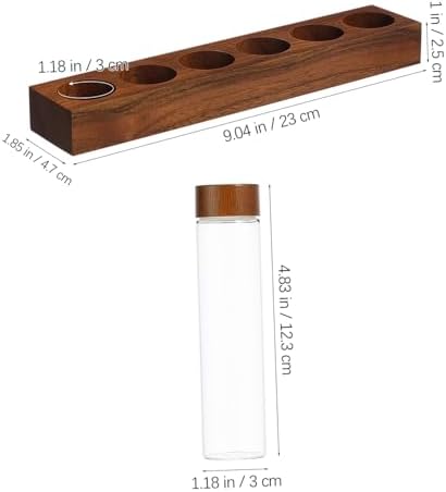 Coffee Bean Storage Tubes with Wood Stand, 6 Pack Glass Vials for Display - Image 2