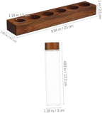 Coffee Bean Storage Tubes with Wood Stand, 6 Pack Glass Vials for Display - Image 2