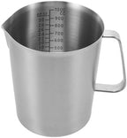 Milk Frother Cup Silver Stainless Steel 1000ml with Handle by Homoyoyo