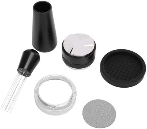 Luocute Espressos Accessories Kit, Dosing Funnel and Puck Screen Set, Double End Coffee Tamper Distributor Silicone Base Puck Screen Powder Dosing Rings Set for Espressos Tools (51mm) by Unknown