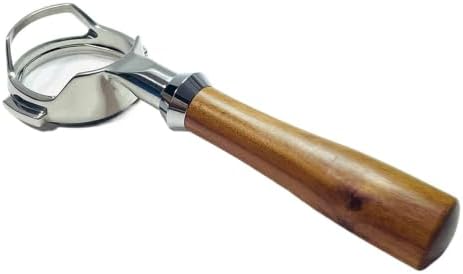 58mm Bottomless Portafilter With 1 2 4 Cup Basket,Compatible With Expobar,Compatible With ROCKET,Naked E61 Coffee Handle Barista Tools(Red wood J-WIth 1 2 4cup basket) by Unknown