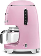 Smeg 50's Retro Style Aesthetic Drip Coffee Machine with 10 Cup Glass Carafe, Auto Start Feature, Keep Warm Plate, and Two Coffee Strength Settings (Pink) - Image 3