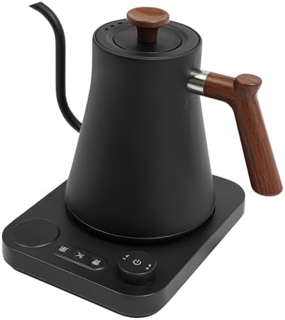 Electric Gooseneck Kettle 1200W Rapid Heating Electric Kettle 0.9 L/0.24 gal 304 Stainless Steel Electric Tea Kettle with Intelligent Temperature Control Isulation Timer (Black) by Unknown
