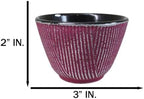 Ebros Gift Pack Of 4 Japanese Traditional Tetsubin Style Textured Surface Cast Iron Tea Cups Teacups Drinkware Tea Service Far East Decorative Accent (Magenta With Silver Hues) - Image 6