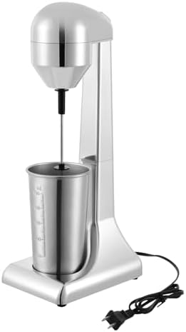 Silver Electric Drink Mixer, 2-Speed Milkshake Maker & Milk Frother with 16.9 oz Stainless Steel Cup, 100W Powerful Motor for Shakes, Lattes, Coffee & Cocktails, Compact Kitchen Appliance by Unknown