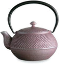 [Roji Associates] Cast Iron Teapot, Nanbu Tekki Teapot, ARARE - Round Type, Made in Japan, with Tea Strainer, Inner Enamel Finish, Cherry Pink (13.53 fl oz) by NOREN