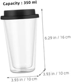 Double Wall Glass Coffee Mug 350ml with Silicone Lid - Image 5