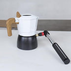 Qianly Italian Coffee Pot with Manual Pump Pressurized Pneumatic Coffee Maker Compact for Home Baristas, Black And White, Pneumatic Third Generation Double Valve Moka Pot + Manual Air Pump - Image 2
