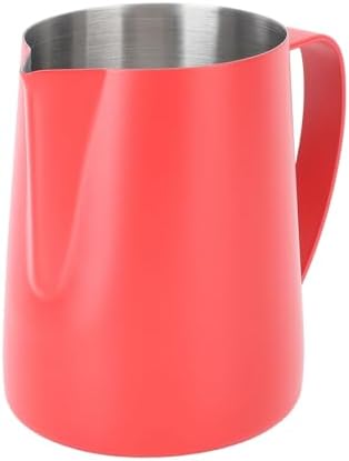 600ML 304 Stainless Steel Coffee Frothing Cup, Milk Frother Jug with Point Mouth for Latte Art, Inner Scale for Measurement, Durably and Rustproof Pitcher (Red) by Unknown